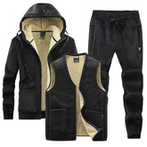Velvet Thick Tracksuits Lamb CashmereMen's Winter Plus Velvet Thick Tracksuits Lamb Cashmere Three-piece Se